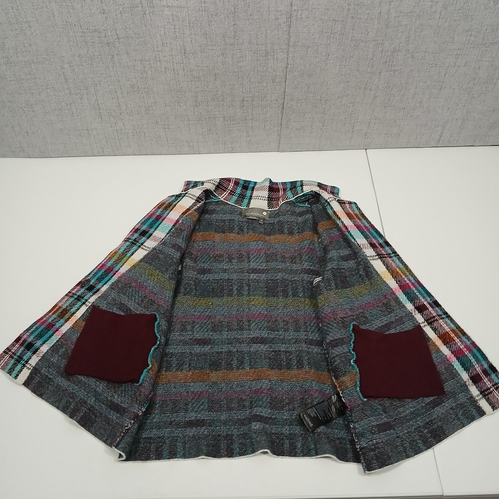 Anthropologie Rosetta Cropped Plaid Knit Jacket Blazer Boho Whimsigoth XS - Picture 13 of 14